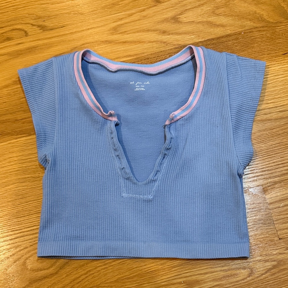 Urban Outfitters Blue Tee with Pink Accents